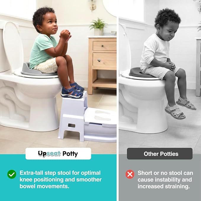 Upseat 3-in-1 Ergonomic Potty Training Set – Toddler Potty Chair, Toilet Training Seat with Step Stool, Soft Sit Trainer, Built-in Splash Guard, Squatting Design, Easy Clean