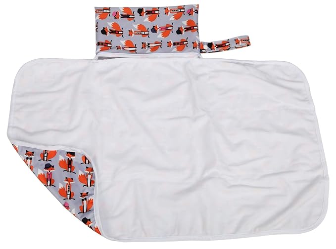 Baby Diaper Changing Mat Pad Portable Foldable Washable Travel Nappy Waterproof (Orange Fox)
