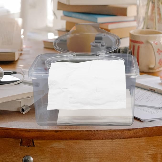 Sewroro 2pcs Wipes Dispenser Transparent Tissue Box Holder Baby Wipe Holder Refillable Wipe Container Case for Home Office