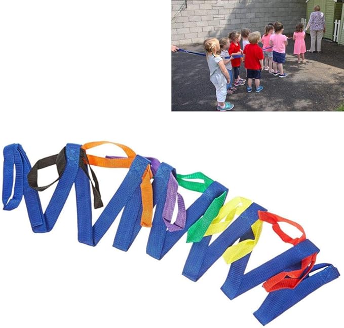KIKIGOAL Children's Walking Ropes for Preschool Daycare School Kids Outdoor Colorful Handles For Up To 12 Children 2 Teachers (Handle style)