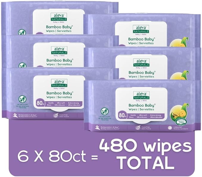 Aleva Naturals Bamboo Baby Wipes - 480 ct