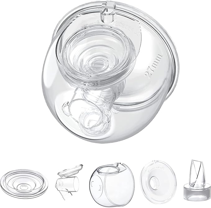 Wearable Breast Pump Milk Collector Cup Accessories,Compatible with TSRETE S12/S9,Kmaier S12 Wearable Breast Pump,Include Duckbill Valve,Silicone Diaphragm,27mm Flange,Milk Collector,Linker