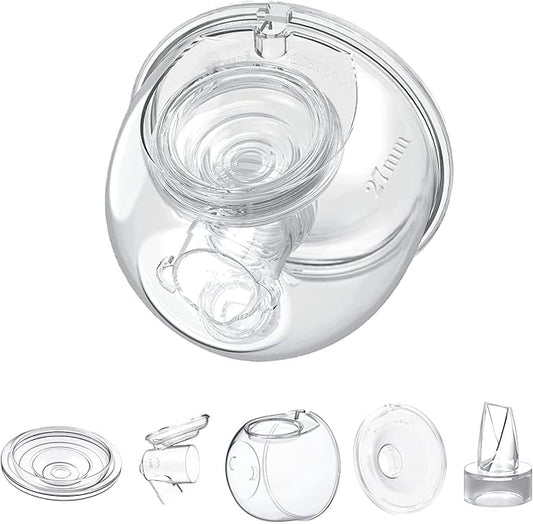 Wearable Breast Pump Milk Collector Cup Accessories,Compatible with TSRETE S12/S9,Kmaier S12 Wearable Breast Pump,Include Duckbill Valve,Silicone Diaphragm,27mm Flange,Milk Collector,Linker