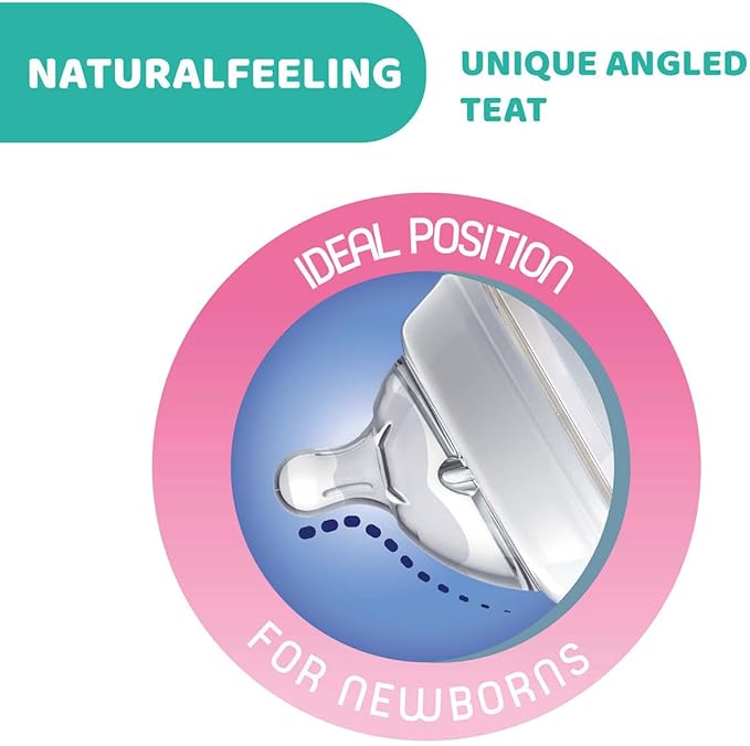Chicco Teat NaturalFeeling 0M+ Normal Flow Silicone Angled Vented Bottle Nipple