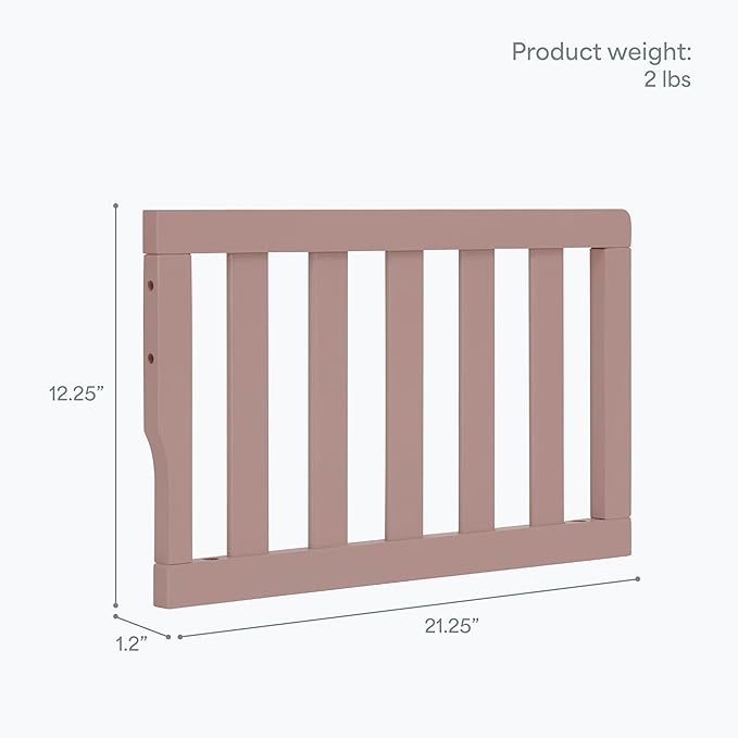 Dream On Me Toddler Guard Rail for Convertible Crib, Solid Wood Bed Rail for Toddler Bed Conversion, Brown Sugar