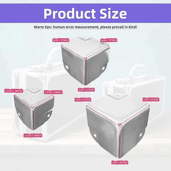 24 Pcs Black Metal Corner Protectors - Heavy Duty Steel, Multi-Size (35/40/50mm) for Furniture Edge Guard & Cabinet Protection Home, Office & Industrial Use