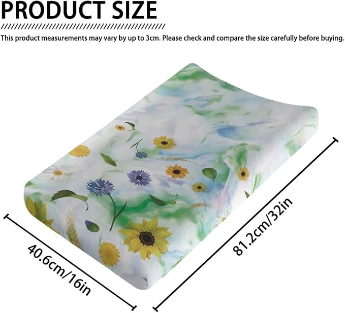 Sunflower Changing Pad Covers Safe Baby Diaper Change Table Covers, Reusable Change Pad Cover Fit for Most Change Pad Machine Washable