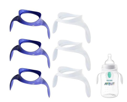 Baby Bottle Handles Compatible with Philips Avent Anti-Colic and AirFree Vent Baby Bottles, Compatible Avent Bottle Holder, 6 Count,White+Purple