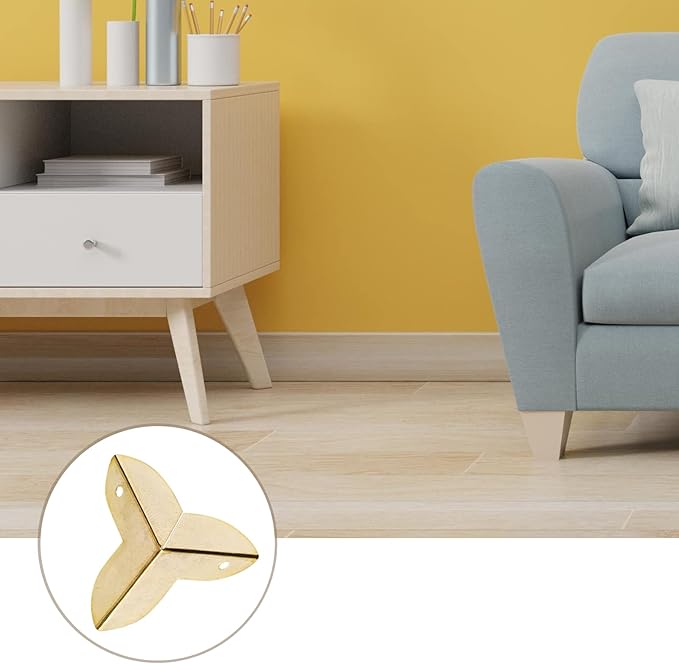 METALLIXITY Box Corner Protectors Decorative(22mm/0.87") 20Pcs, Metal Wood Case Edge Guard - for Furniture Table Wood Case, Brass