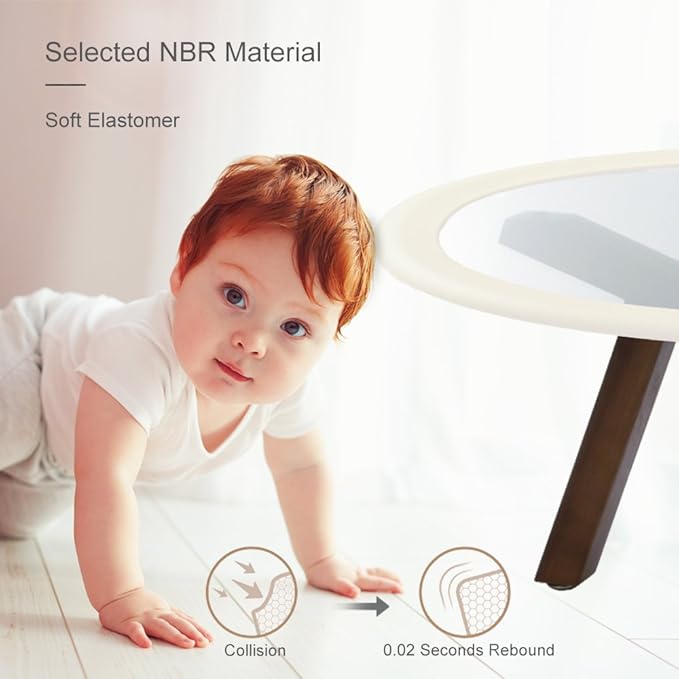 Glass Table Protector Bumper,6.6ft / 2m U Type Corner Cushion Round Coffee Desk Home Safty 1st,Baby Guard,Kid Children Proof (Milk White)