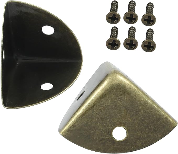 12 Pcs Metal Corner Protectors Bronze Edge Guard Furniture Edge Corner Cover Angle Corner Brackets with Mounting Screws for Box Table Cabinet(1"x1"x1")