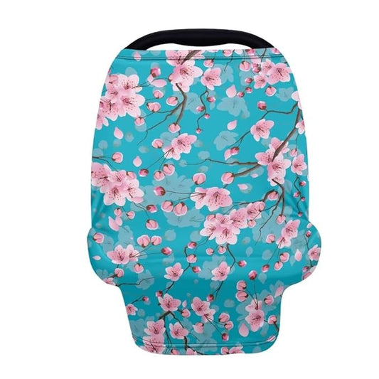 Coldinair Peach Blossom Car Seat Cover for Babies Girls,Nursing Cover,Soft Stretchy Infant Carseat Canopy,Shopping Cart/High Chair/Stroller Covers