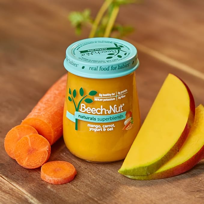 Beech-Nut Naturals Superblends Stage 3 Baby Food, Mango Carrot Yogurt & Oat, 4 oz Jar (10 Pack)