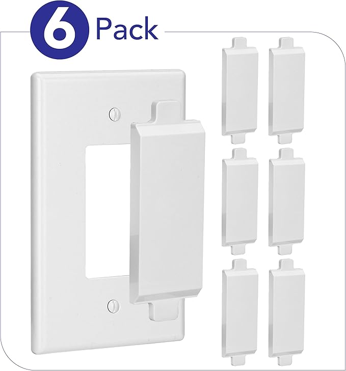 Bates- Magnetic Light Switch Guard, 6 Pack, White, Light Switch Cover Child Proof