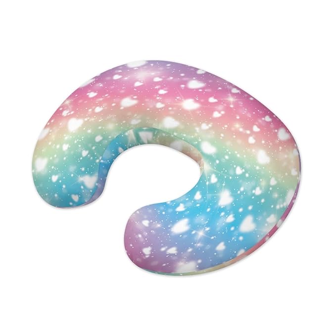 Forchrinse Rainbow Love Heart Girls Nursing Pillow Cover Stretch Soft Breastfeeding Pillow Slipcover Cozy Washable Cushion Protector Easy to Care