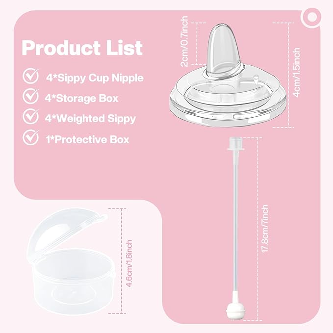 Sippy Nipple Compatible with Philips Avent Natural Baby Bottles,Straw Cup Nipple, Soft 100% Silicone Sippy Cup Nipple,Variable Flow,BPA-Free,6m+ (Sippy Cup Nipple)