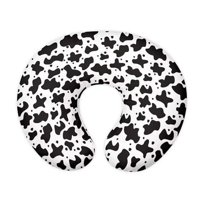 Jeiento Baby Nursing Pillow Cover Black Cow Spots Print Positioner Case Ultra Soft Breastfeeding Pillow Slipcover Removable Covers,Tummy Time, Baby Sitting Support,Pillow Cover Only