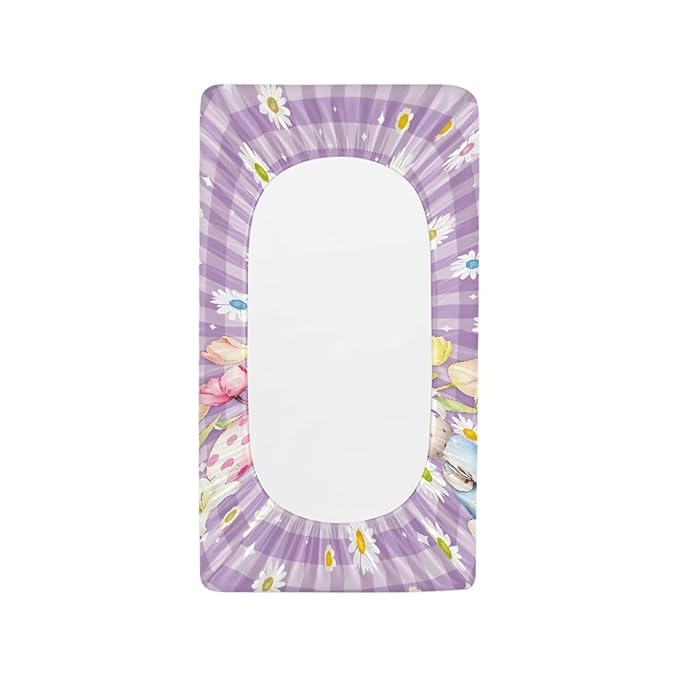 Easter Diaper Changing Pad Cover Rabbit Baby Changing Pad Cover Daisy Diaper Changing Pad Cover Purple 32''*16'' Changing Pad -Cover