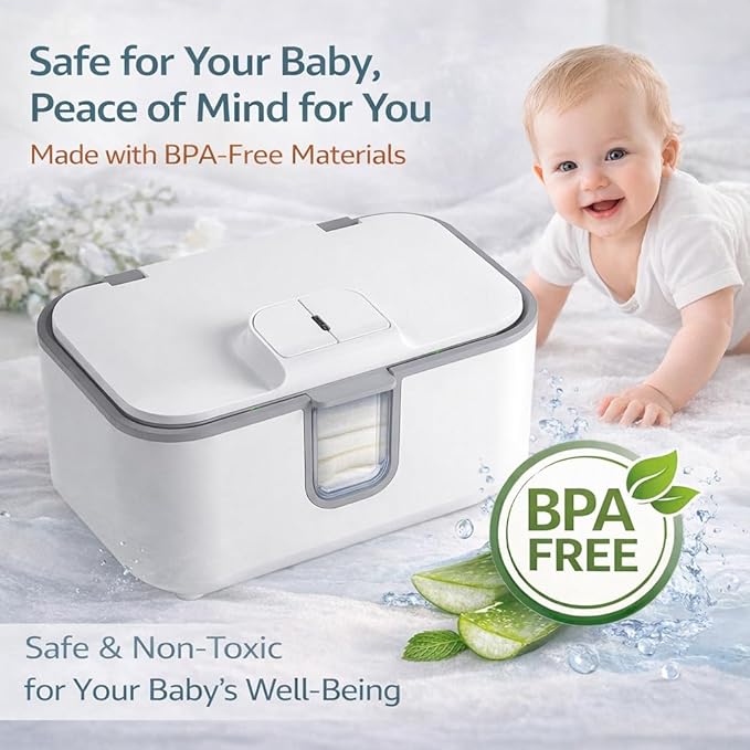 Wet Wipes Heater,Baby Wipe Warmer and Baby Wet Wipes Dispenser Large Capacity with Night Light and View Window Fast and Even Heating Diaper Wipe Warmer