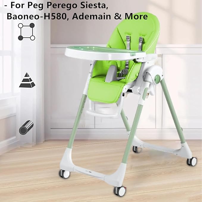 Baby High Chair Cover Replacement | PU Leather Dining Chair Cover with Soft Cushion Seat, Easy to Install High Chair Covers for Baby and Toddler, High Chair Cover Replacement (Green)