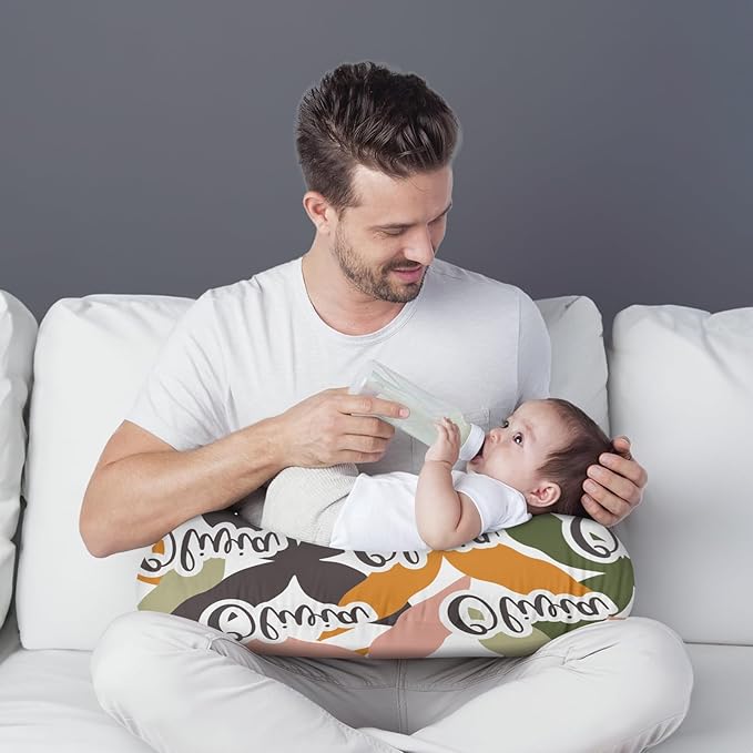 Customizable Flowers Baby Nursing Pillow Cover - Add Your Baby's Name, Ultra-Soft Stretch Fabric, Fits Standard Nursing Pillows, Ideal for Baby Showers Style 23