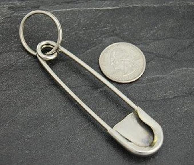 Hand Crafted By Virginia Johnson Giant Safety Pin W/key Ring Chain