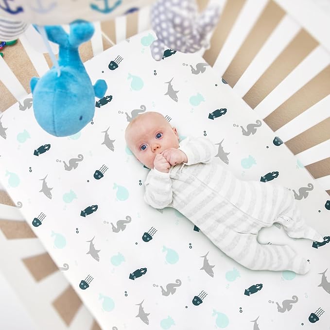 SPRINGSPIRIT Pack and Play Sheets, Pack n Play Sheets Ultra Soft, Mini Crib Sheets 2 Pack, Pack n Play Mattresses Sheets Compatible with Graco Pack n Play, Soft and Breathable, Grey