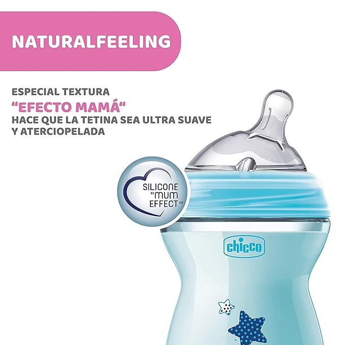 Natural Feeling Chicco Baby Bottle 250ml 2Mesi + Bimbo