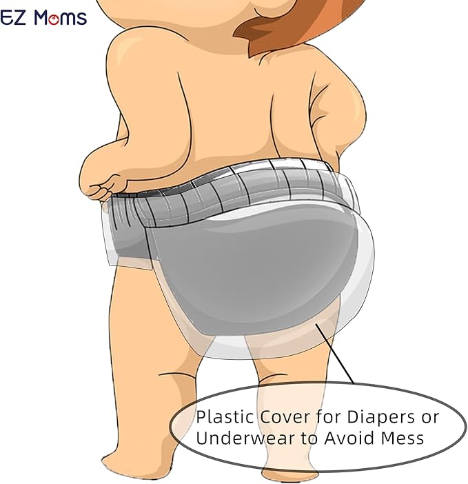 EZ Moms 6 Packs Soft Baby Diaper Covers for Girls Reusable Swim Diaper Cover Portable Rubber Pants for Toddlers Plastic Underwear Covers for Potty Training with Baby Washable Wipes Girl 5T