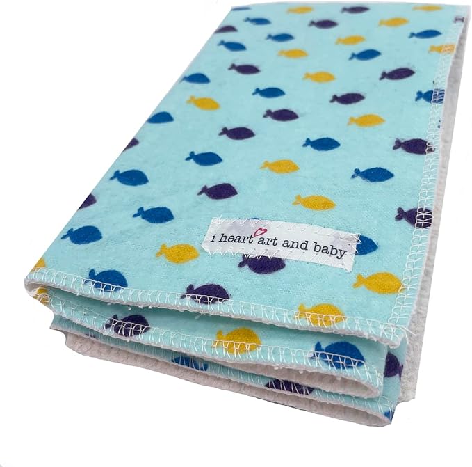 Infant Burping Cloth, Burp Cloths for Baby Boy or Girl, Soft and Absorbent - Cotton Reusable Spit Up Rags, XLarge, 1 Count (Fish)