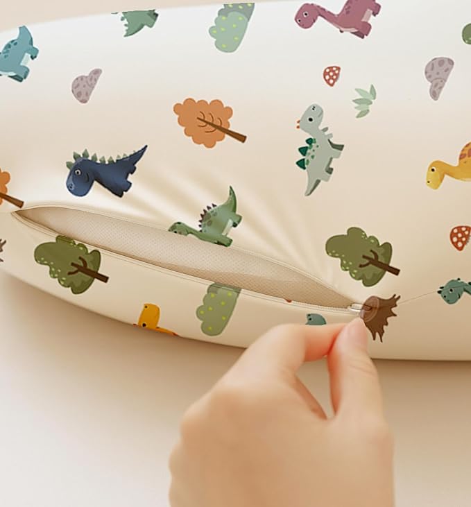 Nursing Pillow Covers 2 Pack, Breastfeeding Pillow Slipcovers Soft and Stretchy, Nursing Covers for Baby Girls Boys Newborn (Sage Dino)