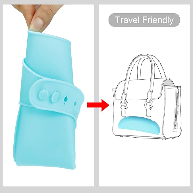 PandaEar 2 Pack Silicone Baby Bibs Super Thin Light Weight for Babies & Toddlers Feeding, Adjustable Silicone Bibs with Food Catcher Pocket, Waterproof, Soft, Unisex, Non Messy (Blue Green)
