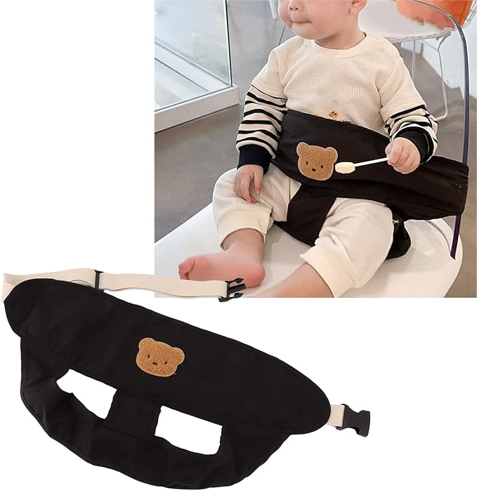 Baby Portable High Chair Harness Seat for Toddler Feeding Safety Cloth Harness with Straps Belt 54cm (Black) dining safety belt portable belt strap