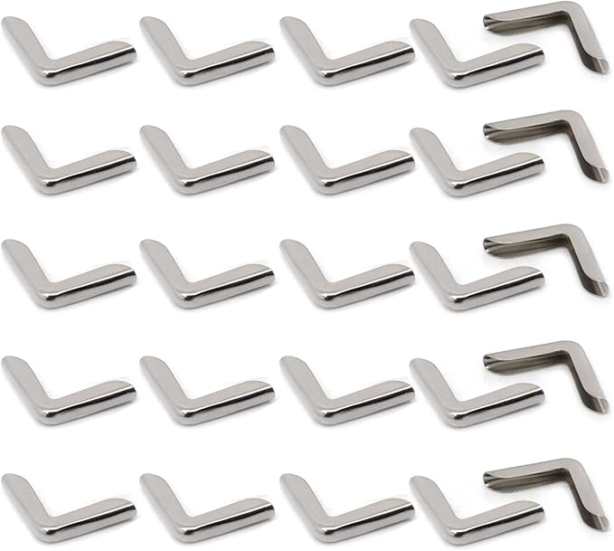 100Pcs Book Scrapbooking Album Menu Folder Protectors - Metal Corner Protector Cover for Protecting Book and Scrapbooking Corners, Silver