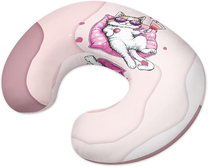 Newborn Nursing Pillow Covers, Soft and Comfortable Nursing Cover for Breastfeeding Pillows,Cute Cat Pillow Slipcover for Baby Girls Boys,Gradient Wave Pink (Cover Only)