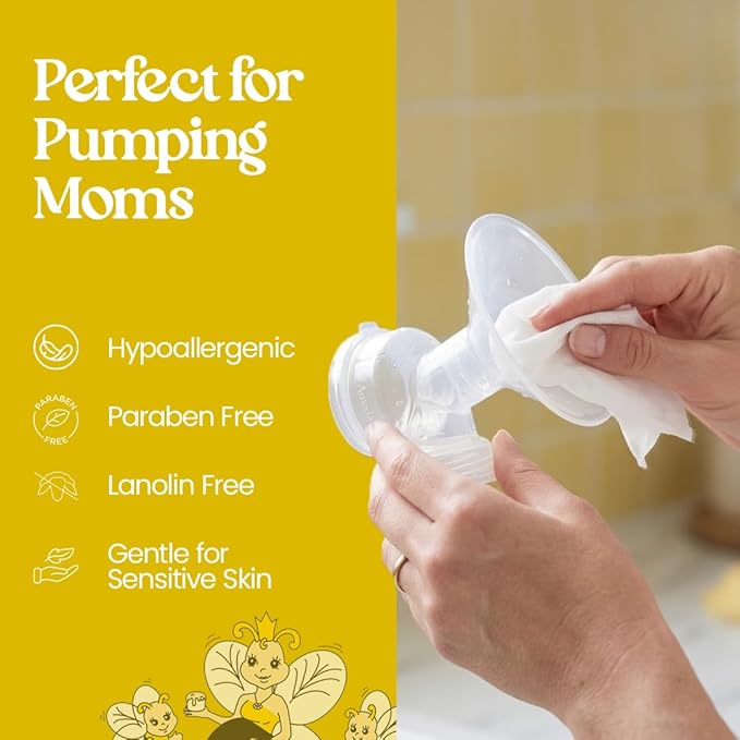 BELLA B Nipple Nurture Breast Pump Wipes Quick Clean | 3 Packs Hypoallergenic & Paraben Free Soothing Wipes for Breast Pump Parts & Pacifiers | Made with Organic Aloe Vera & Chamomile |Travel-Friendly