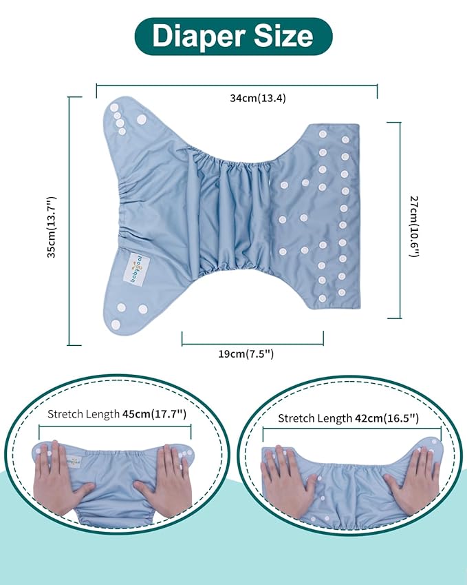 babygoal Cloth Diapers Pack of 13, Baby Reusable Washable Pocket Nappy, 6pcs Diapers+6pcs Rayon from Bamboo Inserts+Wet Bag