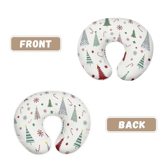 Nursing Pillow Cover, Christmas Decor Xmas Tree Nursing Pillow Slipcovers Ultra-Soft Stretchy Removable Slipcover for Breastfeeding Pillows for Baby Boys Girls
