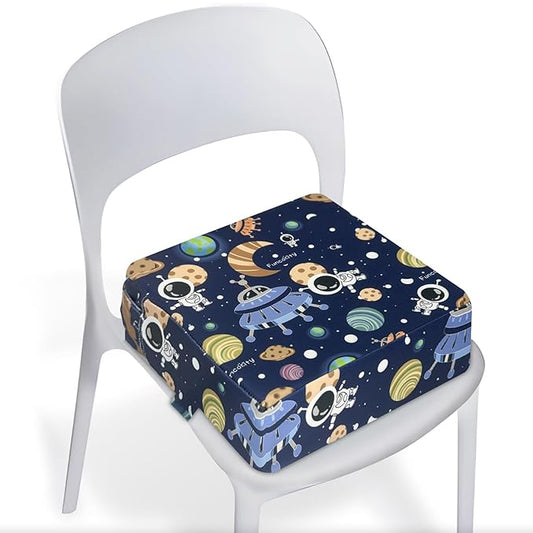 Toddler Booster Seat for Dining Table, Portable Booster Seat for Kitchen Chair, 4 Inch High-Density Foam Cushion with Adjustable Safety Straps and Non-Slip Bottom, Perfect for Kids Travel and Daily
