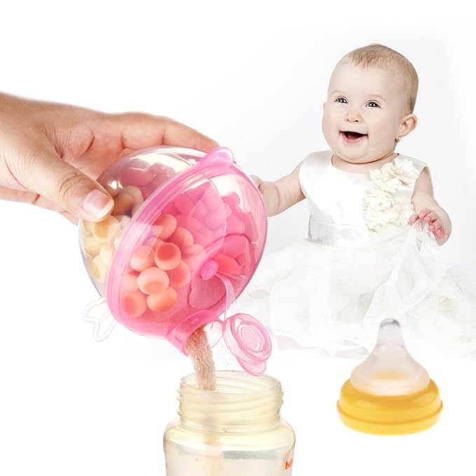 Accmor Baby Formula Dispenser for On-the-Go Feedings, Three-Compartment Non-Spill Formula Container to Go, Snack Milk Powder Dispenser for Traveling with Infant Toddler, Pink, 2 Pack