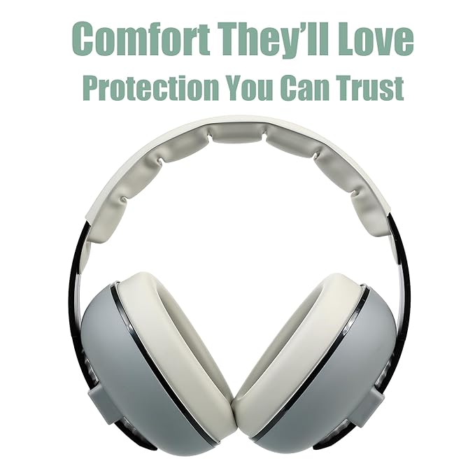 Noise Cancelling Headphones for Kids & Toddlers 3-36 Months, Baby Ear Muffs Noise Protection, Comfortable & Safe Headphones for Travel, Plane & Sleep, Soft Foldable Design with Storage Bag,Grey