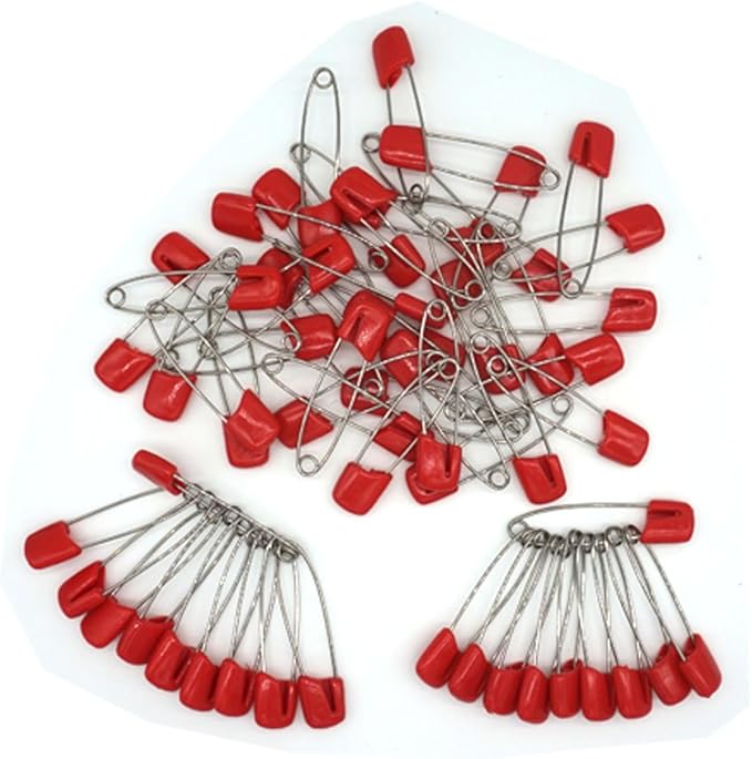 Baby Safety Pins Secure Clips for Fastening Baby Clothes Diaper Napkins 50pcs 60PCS 30PCS (Red, 60 pcs)