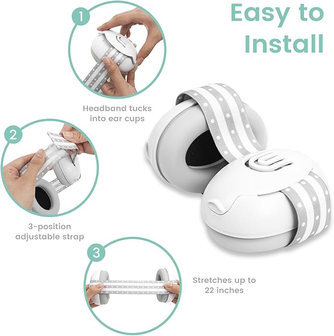 Baby Ear Muffs Noise Cancelling Headphones,Hearing Protection for Infant Newborn 0-36 Months,Adjustable Sound Proof Earmuffs for Travel Airplane Sleep,Baby Travel Essentials Must Haves