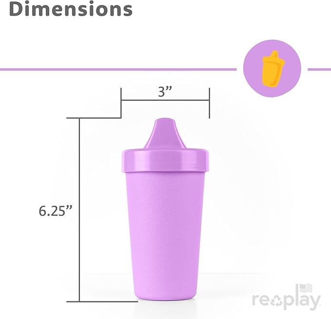 Re-Play Spill-Proof Sippy Cups for Toddlers - Kids Reusable 10 Oz Set of 3, Dishwasher & Microwave Safe, Made in USA, Princess