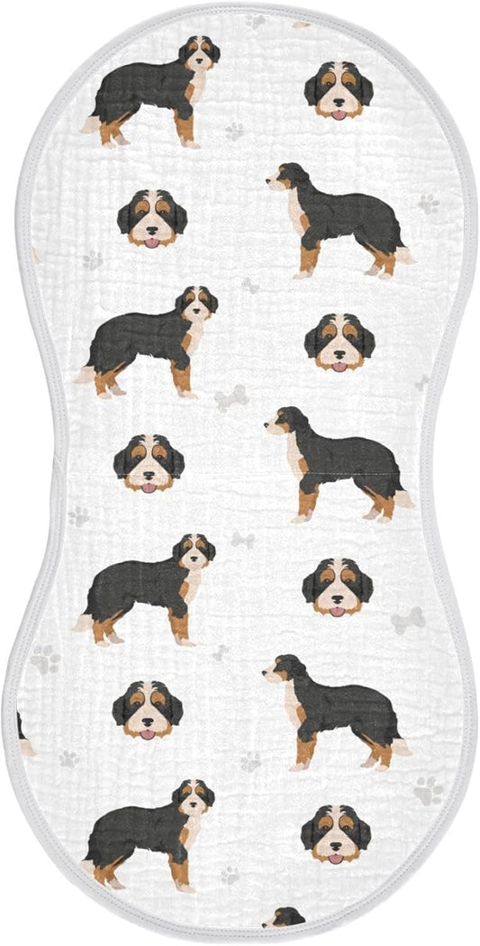 vvfelixl Muslin Burp Cloths Bernedoodle Dog Baby Washcloths for Baby Girl Boys 2 Pack