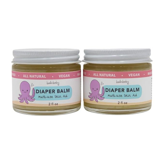 Diaper Balm by Balm Baby – Natural Diaper Rash Cream & Multipurpose Baby Skin Ointment with Calendula, Vegan - Soothing, Healing, Moisturizing – Newborn Cradle Cap (2-Pack)