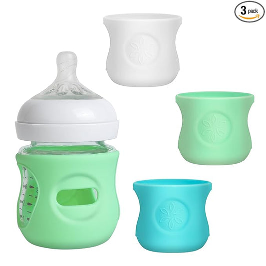 3 Pack Silicone Sleeves for Philips Avent Natural Glass Baby Bottles, Food Grade Silicone Anti Breakage Baby Bottles Holder, Compatible with Philips Avent Glass Natural Baby Bottle 4oz