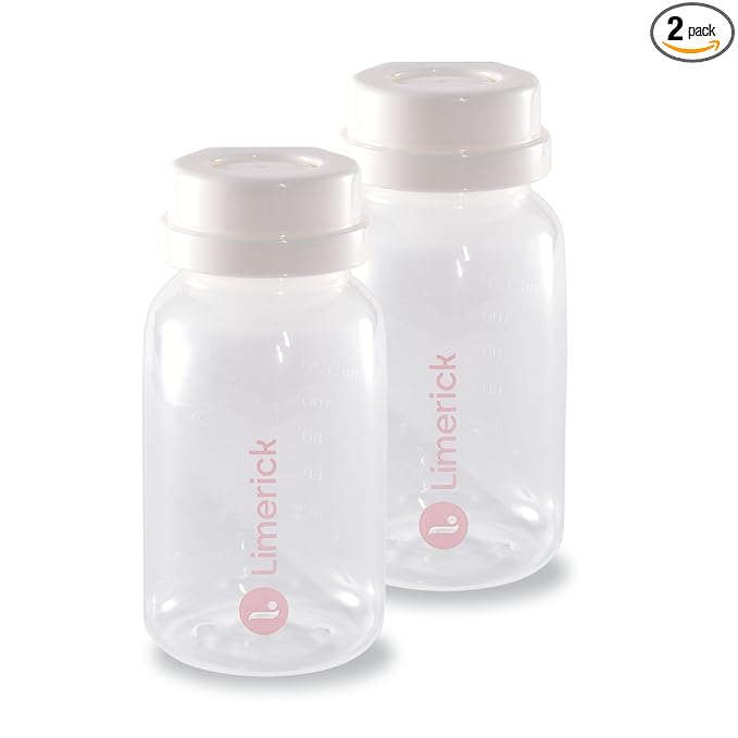 Limerick 4 oz Breast Milk Storage Bottles, BPA Free & Dishwasher Safe, Formula Storage Bottles, Open Neck for Easy Collection & Storage