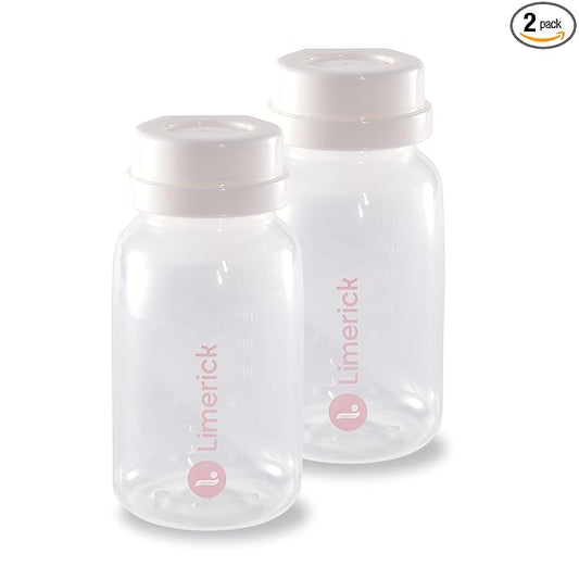Limerick 4 oz Breast Milk Storage Bottles, BPA Free & Dishwasher Safe, Formula Storage Bottles, Open Neck for Easy Collection & Storage