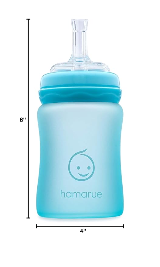 3-in-1 Glass Sippy Cups for Toddlers 1-3 | Silicone Coated Baby Sippy Cup | Non-Toxic Transition Sippy Cup with Removeable Handles | Baby Straw Cup (Teal, 5 oz)